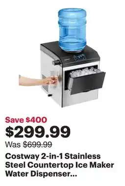 Best Buy Costway 2-in-1 Stainless Steel Countertop Ice Maker Water Dispenser 48Lbs/24H w/ Scoop offer