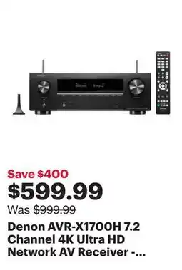 Best Buy Denon AVR-X1700H 7.2 Channel 4K Ultra HD Network AV Receiver - Exclusive Retail Partner offer