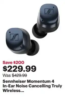 Best Buy Sennheiser Momentum 4 In-Ear Noise Cancelling Truly Wireless Headphones - Denim offer