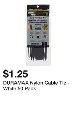 Dollarama DURAMAX Nylon Cable Tie - White 50 Pack offer
