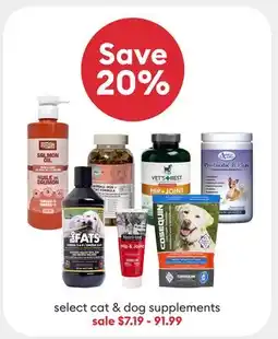Petsmart Save 20% select cat & dog supplements offer