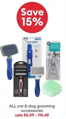 Petsmart Save 15% ALL cat & dog grooming accessories offer