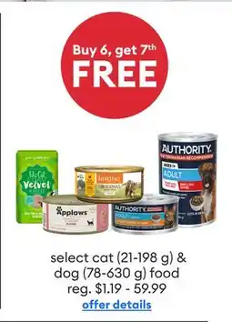 Petsmart select cat (21-198 g) & dog (78-630 g) food offer