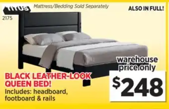 Surplus Furniture Black Leather-Look Queen Bed offer