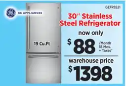 Surplus Furniture GE 30 Stainless Steel Refrigerator offer