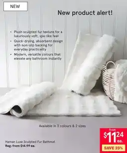 Kitchen Stuff Plus Haman Luxe Sculpted Fur Bathmat offer