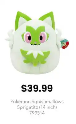 GameStop Pokémon Squishmallows Sprigatito (14 inch) offer