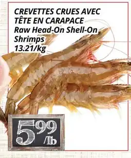Supermarché PA CREVETTES CRUES AVEC TÊTE EN CARAPACE | Raw Head-On Shell-On Shrimps offer