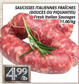 Supermarché PA SAUCISSES ITALIENNES FRAÎCHES (DOUCES OU PIQUANTES) | Fresh Italian Sausages offer