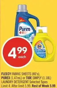 Shoppers Drug Mart Fleecy fabric sheets offer