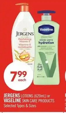 Shoppers Drug Mart Jergens lotions or vaseline skin care products offer