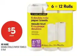 Shoppers Drug Mart No name double rolls paper towels offer