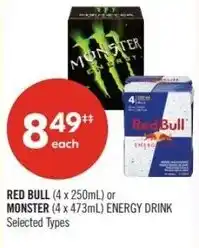 Shoppers Drug Mart Red bull or monster energy drink offer