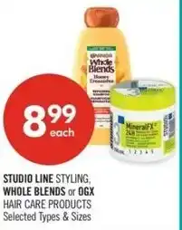 Shoppers Drug Mart Studio line styling, whole blends or ogx hair care products offer