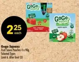 Shoppers Drug Mart Gogo Squeez Fruit Sauce Pouches offer