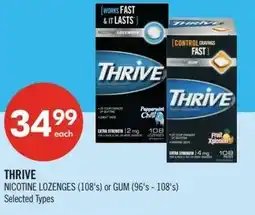 Shoppers Drug Mart Thrive nicotine lozenges or gum offer