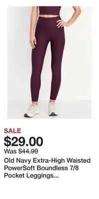 Old Navy Old Navy Extra-High Waisted PowerSoft Boundless 7/8 Pocket Leggings – No Front Seam offer