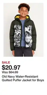 Old Navy Old Navy Water-Resistant Quilted Puffer Jacket for Boys offer