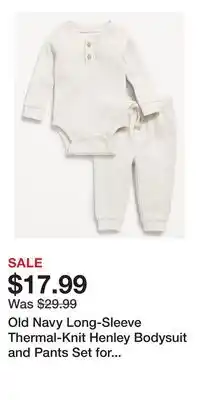 Old Navy Old Navy Long-Sleeve Thermal-Knit Henley Bodysuit and Pants Set for Baby offer