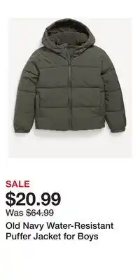Old Navy Old Navy Water-Resistant Puffer Jacket for Boys offer