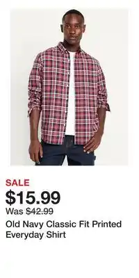 Old Navy Old Navy Classic Fit Printed Everyday Shirt offer
