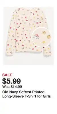 Old Navy Old Navy Softest Printed Long-Sleeve T-Shirt for Girls offer