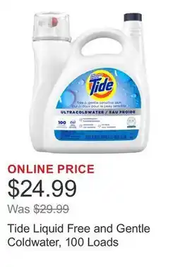 Costco Tide Liquid Free and Gentle Coldwater, 100 Loads offer