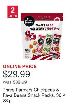 Costco Three Farmers Chickpeas & Fava Beans Snack Packs, 36 × offer