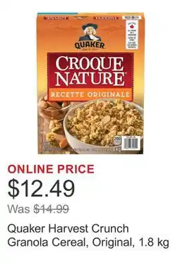 Costco Quaker Harvest Crunch Granola Cereal, Original offer