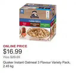 Costco Quaker Instant Oatmeal 3 Flavour Variety Pack offer