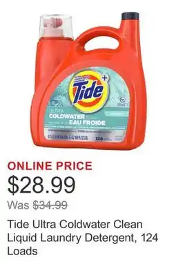 Costco Tide Ultra Coldwater Clean Liquid Laundry Detergent, 124 Loads offer