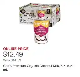 Costco Cha's Premium Organic Coconut Milk, 6 × offer