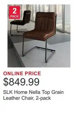 Costco SLK Home Nella Top Grain Leather Chair, 2-pack offer