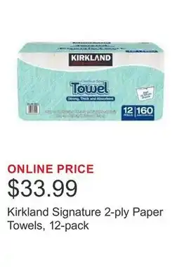 Costco Kirkland Signature 2-ply Paper Towels, 12-pack offer