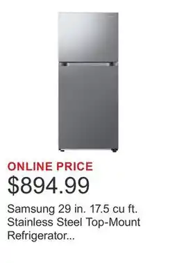 Costco Samsung 29 in. 17.5 cu ft. Stainless Steel Top-Mount Refrigerator with AI Energy Mode offer