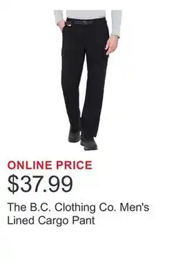Costco The B.C. Clothing Co. Men's Lined Cargo Pant offer