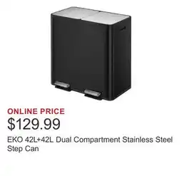 Costco EKO 42L+42L Dual Compartment Stainless Steel Step Can offer