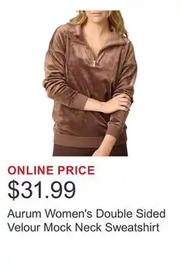 Costco Aurum Women's Double Sided Velour Mock Neck Sweatshirt offer