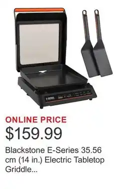Costco Blackstone E-Series 35.56 cm (14 in.) Electric Tabletop Griddle with 2 pack of Spatulas offer