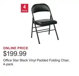 Costco Office Star Black Vinyl Padded Folding Chair, 4-pack offer