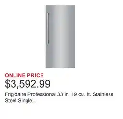 Costco Frigidaire Professional 33 in. 19 cu. ft. Stainless Steel Single Door All Refrigerator offer