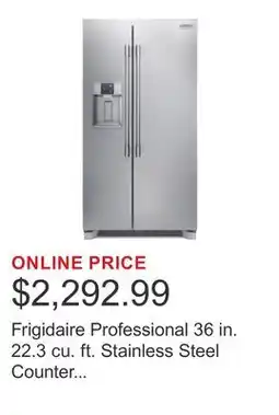 Costco Frigidaire Professional 36 in. 22.3 cu. ft. Stainless Steel Counter Depth Side-by-Side Refrigerator offer