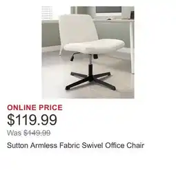 Costco Sutton Armless Fabric Swivel Office Chair offer