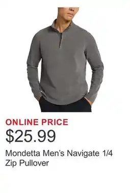 Costco Mondetta Men's Navigate 1/4 Zip Pullover offer
