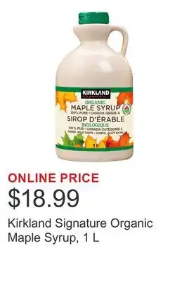 Costco Kirkland Signature Organic Maple Syrup offer