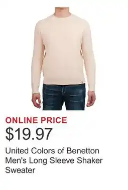 Costco United Colors of Benetton Men's Long Sleeve Shaker Sweater offer