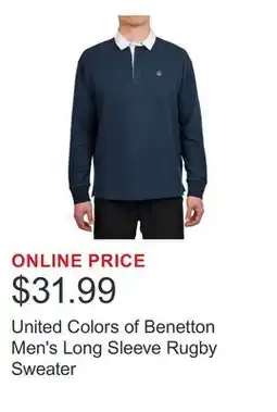 Costco United Colors of Benetton Men's Long Sleeve Rugby Sweater offer