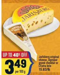 Marché Adonis Jarlsberg original cheese, Agropur grand cheddar or L'Extra brie offer