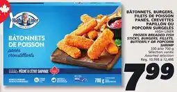 IGA HIGH LINER FROZEN BREADED FISH STICKS, BURGERS, FILLETS, BUTTERFLY OR POPCORN SHRIMP offer