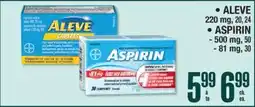 Jean Coutu ALEVE 220 mg, ASPIRIN 500 mg, 81 mg offer